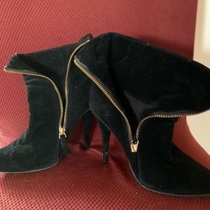Black faux suede ankle boots